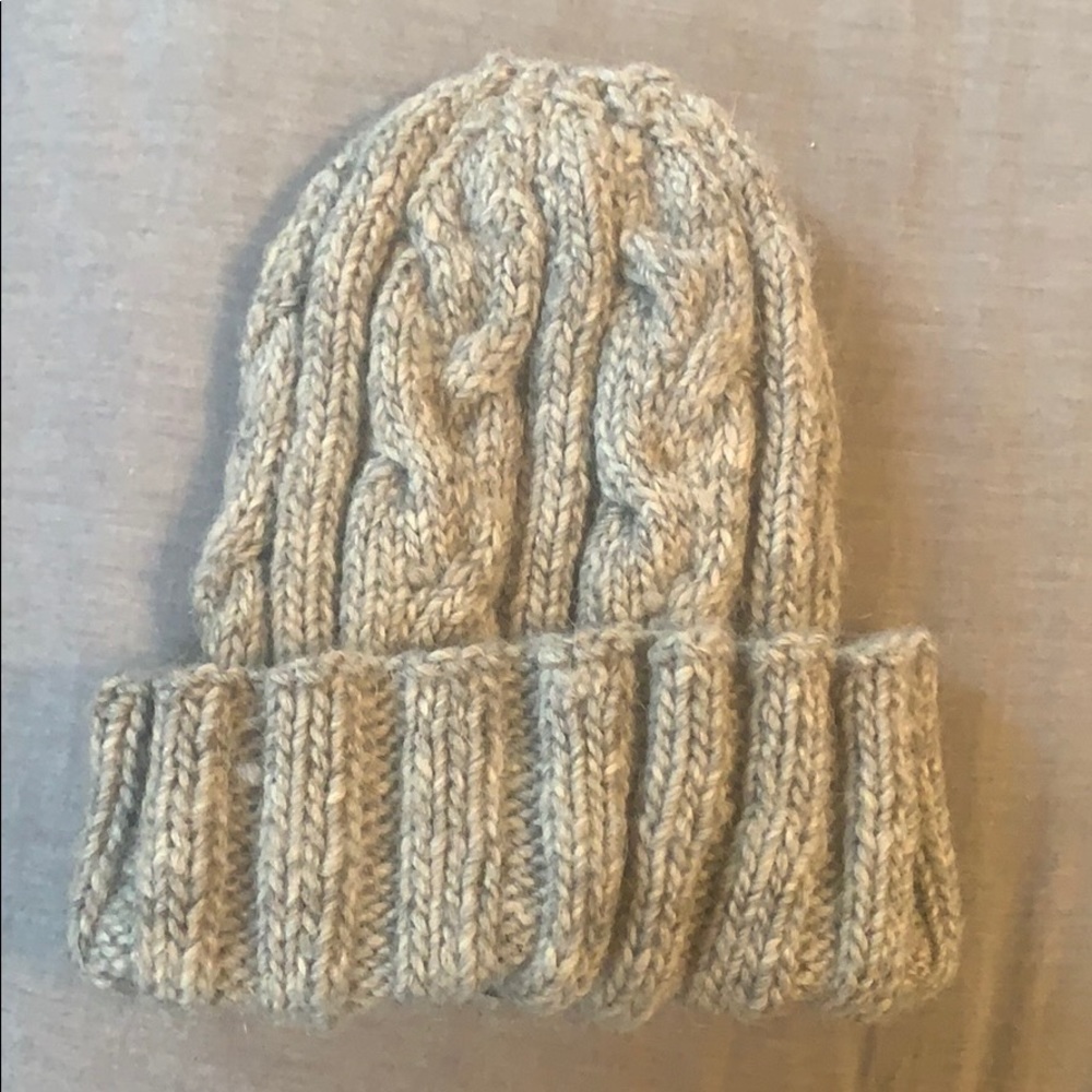 Handmade grey cable knit beanie